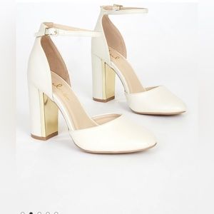 Off White Ankle Strap Heels